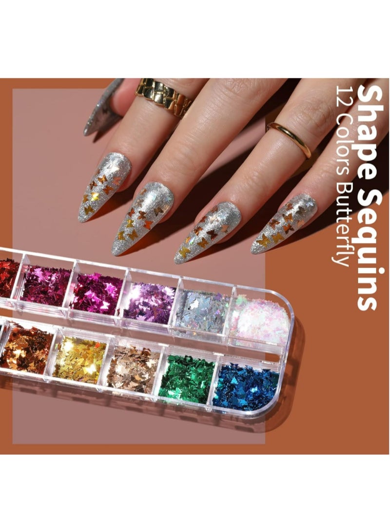 Arabest Nail Art Kit, Nail Art Brushes Set, Nail Art Dotting Tools, Nail Stickers, Butterfly Nail Art Sequins, Nail Foils, Nail Art Flakes Iridescent, Rhinestones For Nails Design - Image 3